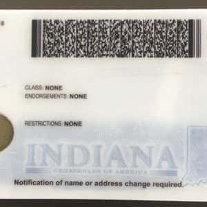 Indiana counterfeit id card back