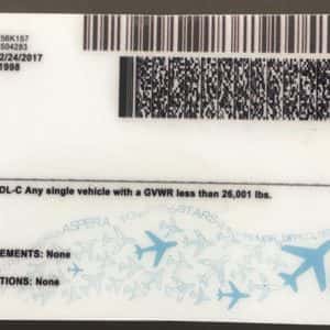 Kansas Fake ID & DL Back