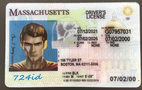 Massachusetts forged id card front