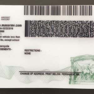 Massachusetts forged id card back