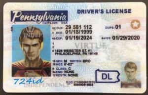 Pennsylvania counterfeit id card front