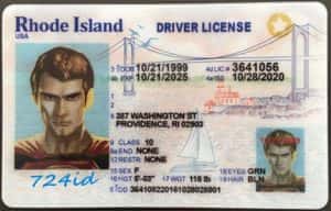 Rhode island novelty id card front