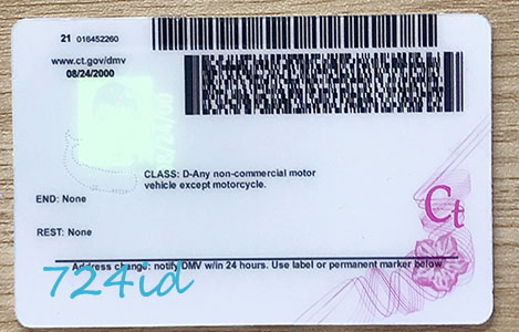 Connecticut Fake ID & Driver License Back
