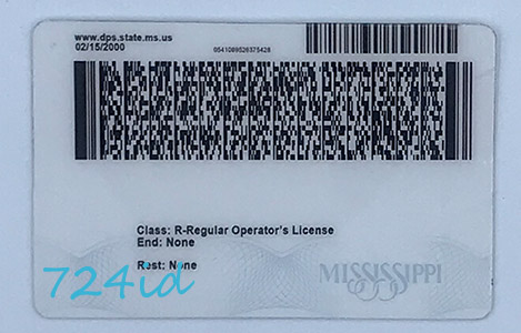 Mississippi 2 Fake ID & DL UV Holograms Back