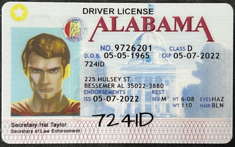 Scannable Alabama ID front
